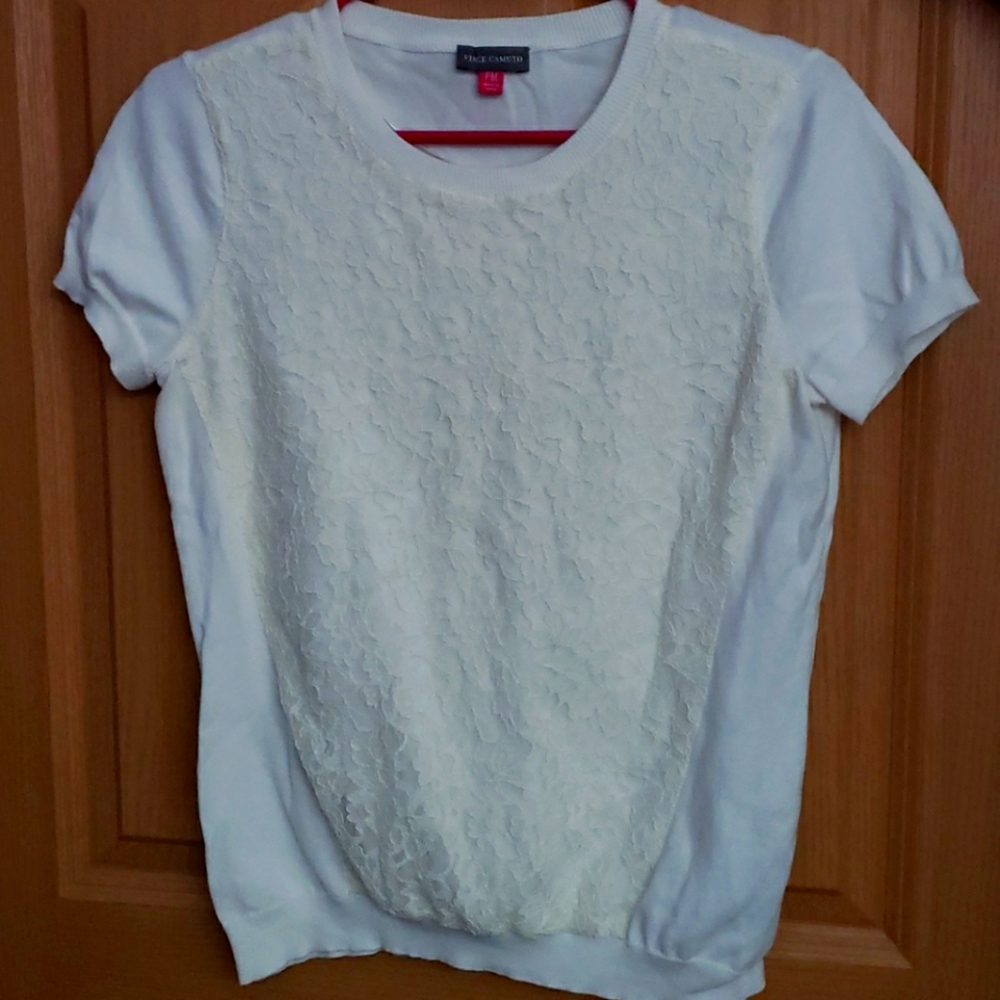 Vince Camuto - Petite M - White Sweater w/ Lace